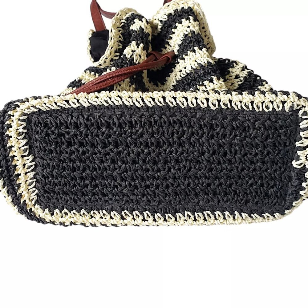 Nora Everyday Striped Drawstring 100% Paper Shoulder Bag Boho Beachy Summer - Picture 9 of 13